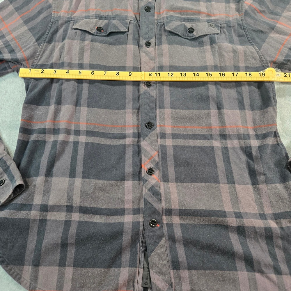 Black Diamond Mens Plaid Flannel Button Down Shirt Grey Black Orange Medium - Picture 5 of 16